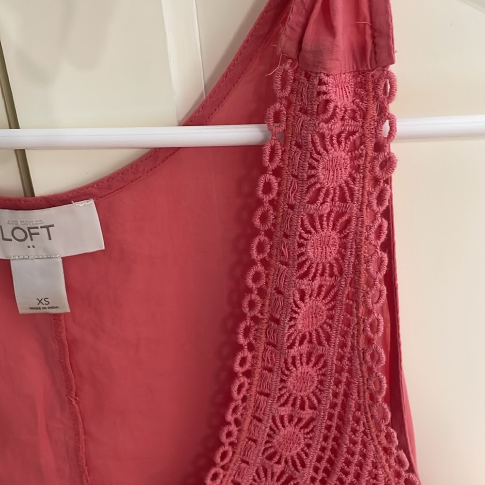 Loft sleeveless embroidered scoop neck top color Salmon - Picture 6 of 6